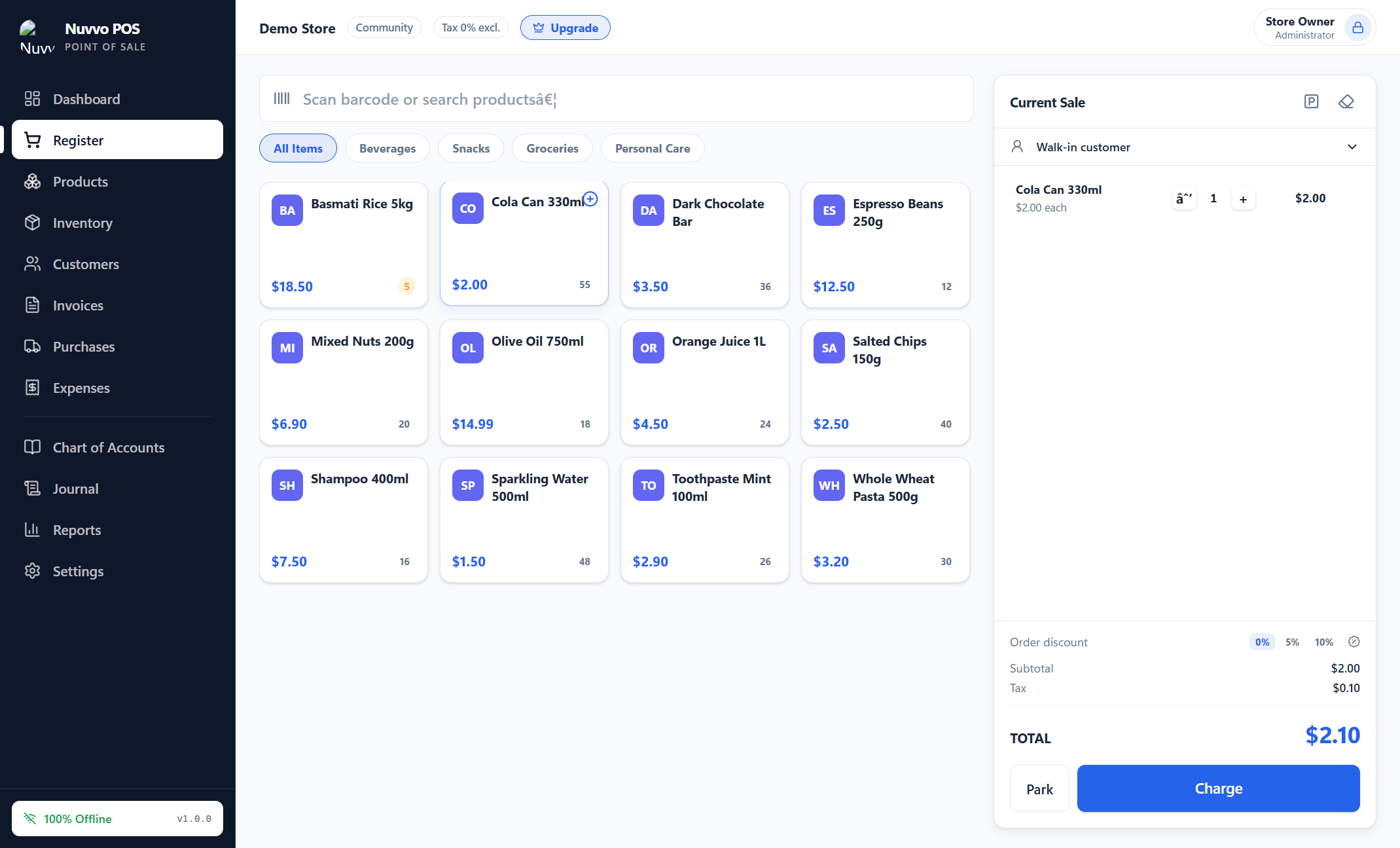 Nuvvo POS Register - real app